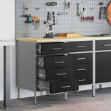 Work Cabinet with Drawer 2 pcs Black and Grey 100 x 55 x 85 cm 3321362
