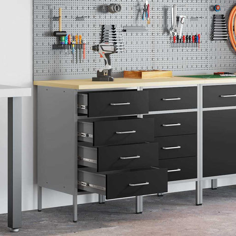 Work Cabinet with Drawer 2 pcs Black and Grey 100 x 55 x 85 cm 3321362