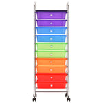 ZNTS 10-Drawer Mobile Storage Trolley Multicolour Plastic 320406