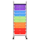 ZNTS 10-Drawer Mobile Storage Trolley Multicolour Plastic 320406