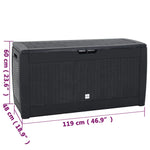 Garden Storage Box Anthracite 119x48x60 cm Polypropylene 152197