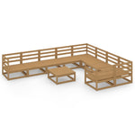 ZNTS 10 Piece Garden Lounge Set Solid Pinewood 3075992