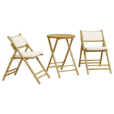 3 Piece Folding Bistro set with Cream White Cushions Bamboo 3208939