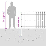 Spike Fence Asten Black 200 x 150 cm Powder-Coated Steel 42030082