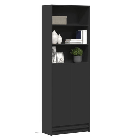 Highboard with LED Black 69x32.5x200 cm Engineered Wood 3307906