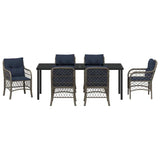 Garden Dining Set with Cushion 7 pcs Grey and Black Rattan 3380250