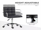 Office Chair, Makeup Vanity Chair, Mid Back Computer Chair, PU Leather Swivel Study Chair with T3398P328223