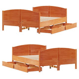 Bed Frame without Mattress Wax Brown 140x200 cm Solid Wood Pine 3301790