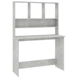 800391 Desk with Shelves Concrete Grey 110x45x157 cm Engineered Wood