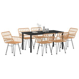 Garden Dining Set 7 pcs Brown Powder-Coated Steel 3379181