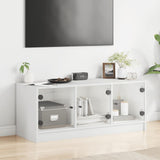 TV Cabinet with Glass Doors White 102x37x42 cm 836406