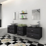 Nine Piece Bathroom Furniture Set with Basin with Tap Black 273689