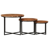 Nesting Coffee Tables 3 pcs Solid Wood Acacia and Iron 372742