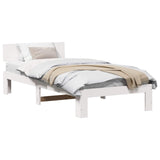 Bed Frame with Headboard White 90 x 200 cm Solid Pine Wood 872669