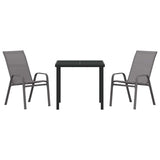 Garden Dining Set 3 pcs Grey and Black Powder-coated Steel 3379121