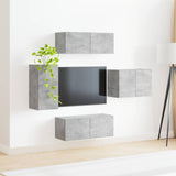 TV Wall Cabinet Set 4 pcs Concrete Grey Engineered Wood 3408937