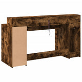 Desk with LED Lights Smoked Oak 160x55x91 cm Engineered Wood 3309433