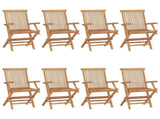Garden Chair Set of 8 Brown Solid Teak Wood Standard Foldable 3072888