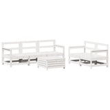 6 Piece Garden Sofa Set White Solid Wood Pine 3250821