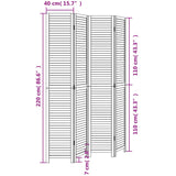 Room Divider 4 Panels Black Solid Wood Paulownia 358852