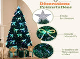 6FT Green Colorful Fiber Optic Christmas Tree with 230 Tips, LED Bead Bow Ornament, Star Topper, PVC 31194782