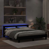 Bed Frame with Headboard Black oak 200 x 200 cm Engineered wood 3333935