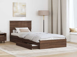 Storage Bed with Drawer Brown Oak 75 x 190 cm Engineered Wood 3410853