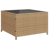 Garden Sofa with Table and Cushions L-Shaped Beige Poly Rattan 369043