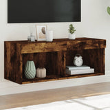 TV Cabinet with LED Lights Smoked Oak 80x30x30 cm 837149