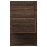 ZNTS Wall-mounted Bedside Cabinet with LED Lights Brown Oak 848169