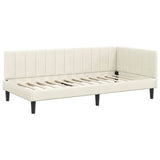 Corner Bed Frame with Headboard Cream 90 x 190 cm Velvet 42016345