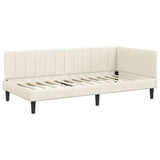 Corner Bed Frame with Headboard Cream 100 cm x 200 cm Velvet 42016365