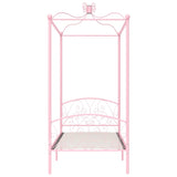 ZNTS 284487 Canopy Bed Frame without Mattress Pink Metal 100x200 cm