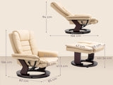 Faux Leather 135&deg Reclining Chair and Footstool - Beige T3398P343501