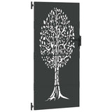 Garden Gate with Lock Black 85 x 175 cm Powder-coated steel 42015862