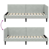 Corner Bed Frame Light Grey 80 cm x 200 cm Velvet 42016206