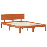 Bed Frame with Headboard 2 pcs Wax Brown Solid Pine Wood 3422704