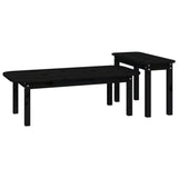 ZNTS 2 Piece Coffee Table Set Black Solid Wood Pine 822366