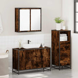 3 Piece Bathroom Furniture Set Smoked Oak Engineered Wood 3301012