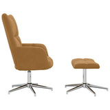 Relaxing Chair with a Stool Brown Velvet 328136