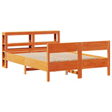 Bed Frame without Mattress Wax Brown 150x200 cm King Size Solid Wood Pine 3306185