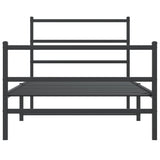 Metal Bed Frame without Mattress with Footboard Black 100x190cm 355377