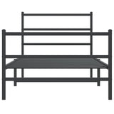 Metal Bed Frame without Mattress with Footboard Black 100x190cm 355377