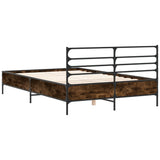 Bed Frame Smoked Oak Engineered wood, metal Double Bed Frame 3280044