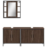 ZNTS 3 Piece Bathroom Cabinet Set Brown Oak Engineered Wood 3214734