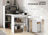 120cm Computer Desk, Wooden PC Laptop Table with 6-Tier Storage Bookshelves, Home Office Working T3398P329475