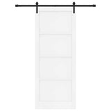Sliding Door White and Black 93 x 232 cm Solid Pine Wood 3333183