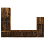 4 Piece TV Wall Units with LED Smoked Oak Engineered Wood 3216651