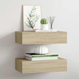 Wall-mounted Drawer Shelves 2 pcs Oak 40x23.5x10cm MDF 330248