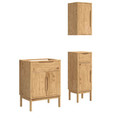 Bathroom Furniture Set FLORO 3 pcs Wax Brown Solid Pine Wood 3385883